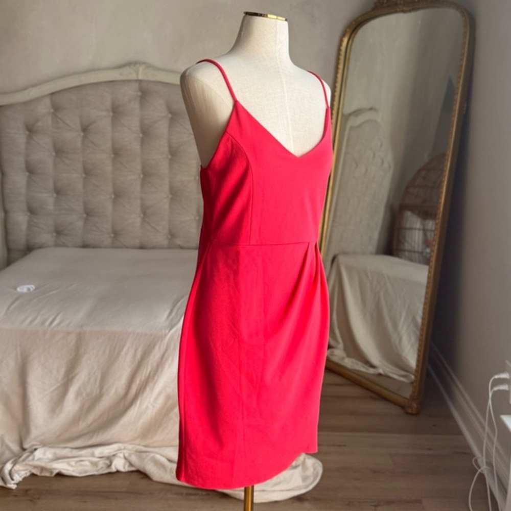 Lulus Hot Pink Forever Your‎ Girl Faux Wrap Sleeveless Mini Dress size L